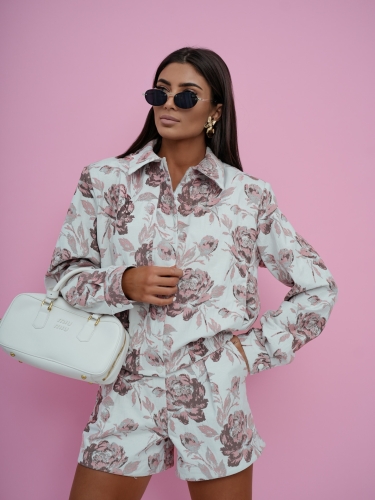 Kurtka bomberka w kwiaty Me Gusta róż/szary