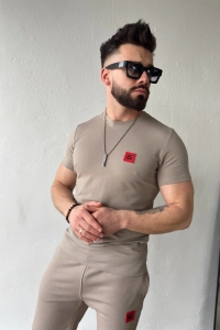 T-SHIRT MĘSKI BG KLAUS | CIEMNY BEŻ