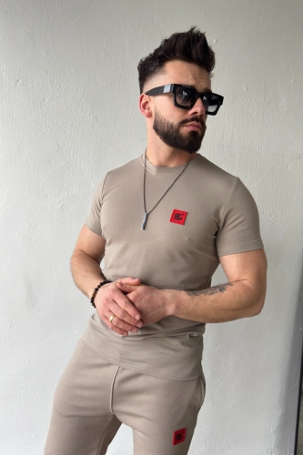 T-SHIRT MĘSKI BG KLAUS | CIEMNY BEŻ