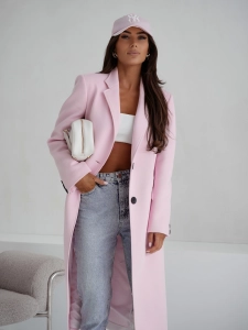 Wiosenny płaszcz damski Me Gusta jasny róż