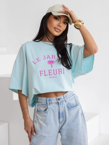 T-shirt damski Le Jardin Me Gusta  błękitny