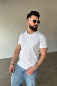 T-SHIRT POLO MĘSKI BG POLO | BIAŁY