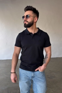 T-SHIRT POLO MĘSKI BG POLO | CZARNY