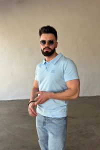 T-SHIRT POLO MĘSKI BG POLO | BŁĘKIT