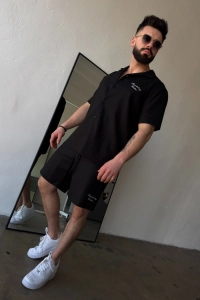 KOMPLET LNIANY MĘSKI BG LATINO | CZARNY