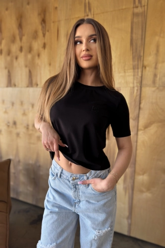 T-SHIRT DAMSKI BG SAMPLE | CZARNY