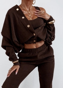 Komplet damski TRIO Basari brązowy  