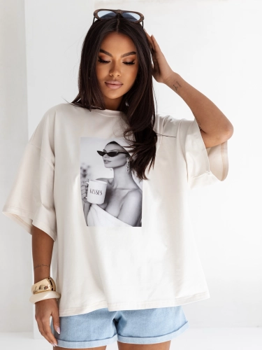 T-shirt damski Woman Me Gusta ecru