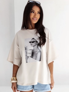 T-shirt damski Woman Me Gusta jasny beż