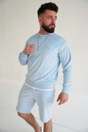 BLUZA MĘSKA WELUROWA BG BASS | BŁĘKIT