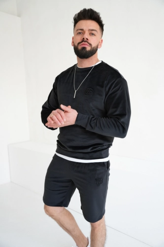 BLUZA MĘSKA WELUROWA BG BASS | CZARNY