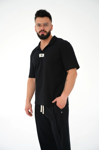 T-SHIRT POLO MĘSKI BG BOOST | CZARNY