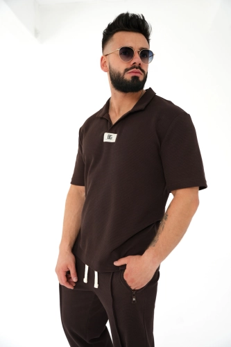 T-SHIRT POLO MĘSKI BG BOOST | GORZKA CZEKOLADA