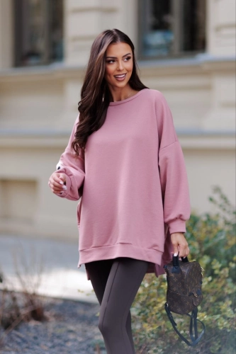 Bluza z muchą Me Gusta brudny róż