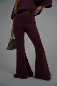 SPODNIE DAMSKIE BG FLARE | BORDO