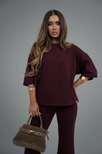 T-SHIRT DAMSKI BG DRAPE | BORDO