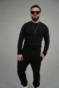 T-SHIRT LONGSLEEVE MĘSKI BG LINE | CZARNY
