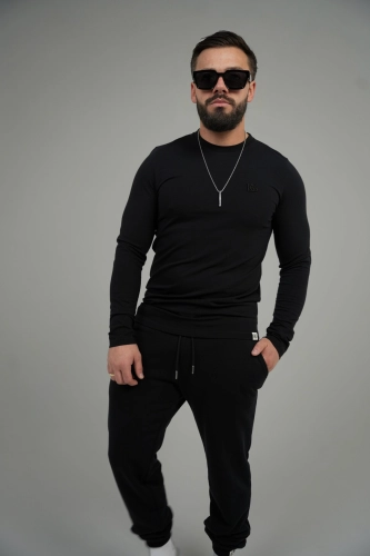 T-SHIRT LONGSLEEVE MĘSKI BG LINE | CZARNY