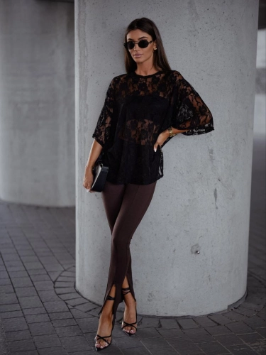 Legginsy z rozcięciem Me Gusta brązowe 