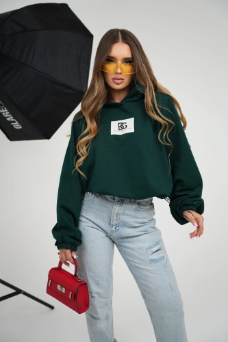 BLUZA DAMSKA BG TOGETHER | BUTELKOWA ZIELEŃ