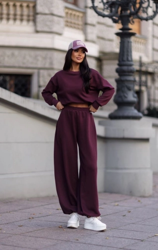 Dres damski oversize bawełniany Me Gusta śliwka