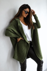 Ciemnozielony kardigan z kapturem  Me Gusta Mateo