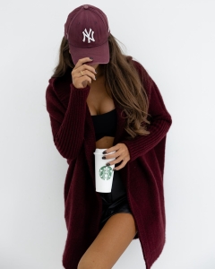 Kardigan z kapturem Me Gusta Mateo bordo