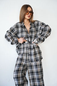 KOSZULA DAMSKA BG PATTERN | CZARNY-BEŻ