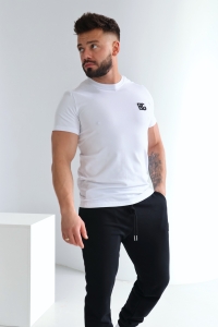 T-SHIRT MĘSKI BG BOND | BIAŁY-CZARNY
